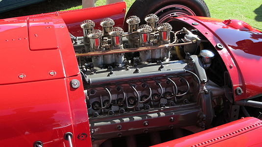 A Jano designed V8 engine in the Lancia-Ferrari D50 Grand Prix car