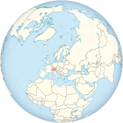 Liechtenstein on the globe (Europe centered)