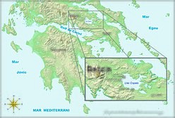 Копайското езеро през XIX век на картата на Гърция.