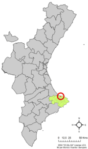 Localização do município de Els Poblets na Comunidade Valenciana