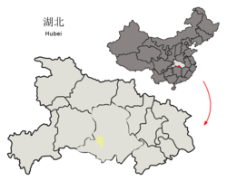 沙市市在湖北省的地理位置