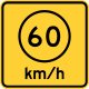Speed advisory warning sign, metric