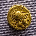 Macedonia - king Alexandros III - 323-319 BC - gold quarter stater - head of Athena - Nike with wreath and stylis - München SMS