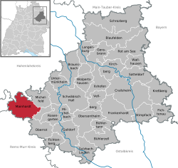 Elhelyezkedése Baden-Württemberg térképén