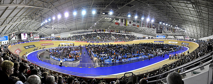 A panorama of the Manchester Velodrome