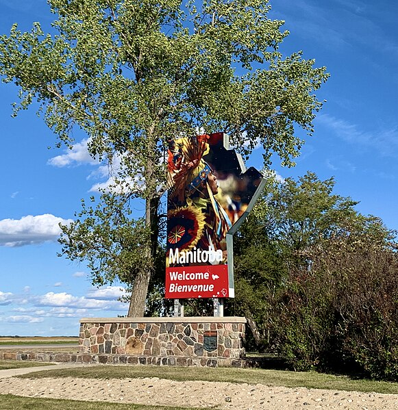 File:Manitoba welcome sign on the Trans-Canada Highway at the Saskatchewan border.jpg