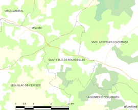 Mapa obce Saint-Félix-de-Bourdeilles