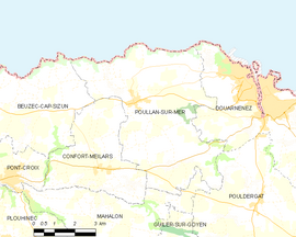 Mapa obce Poullan-sur-Mer