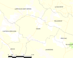 Poziția localității Cézan