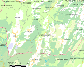 Mapa obce Les Bouchoux