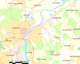 Mapa obce Yutz