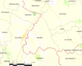 Mapa obce Maubec