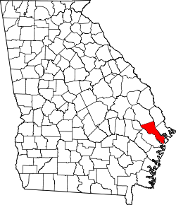 Karte von Bryan County innerhalb von Georgia