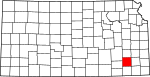 Mapa del estado que destaca el condado de Wilson