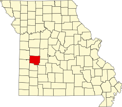 Map of Saint Clair County within Missouri