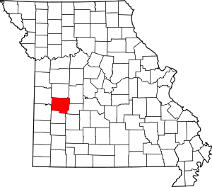 Map of Missouri highlighting St. Clair County