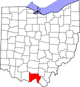 Map of Ohio highlighting Scioto County.svg