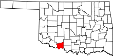 Map of Oklahoma highlighting Cotton County.svg