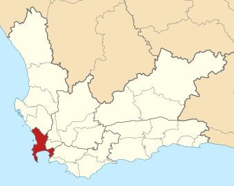 Position du Cap dans la province du Cap-Occidental.