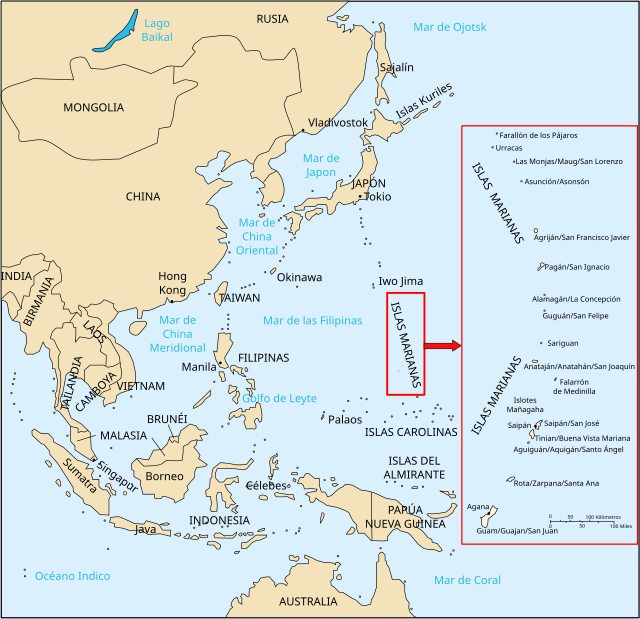 Mapa de las islas Marianas