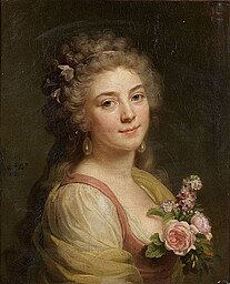 Retrato de una mujer con corpiño de flores, también conocido como Retrato que se presume es Mademoiselle Bélier (1785), ubicación desconocida.