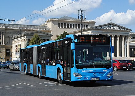 Blue urban bus in Pest