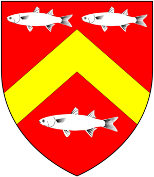 Canting arms of Militon: Gules, a chevron or between three millets hauriant argent MilitonArms.png