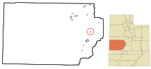 Millard County Utah innarbeidet og ikke inkorporert områder Holden highlighted.svg