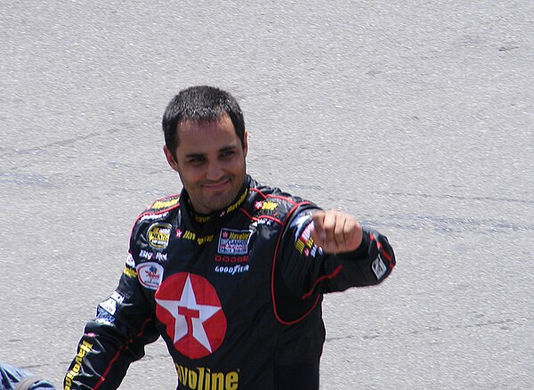 Juan Pablo Montoya (shown here in 2007) won the pole position ahead of Denny Hamlin.