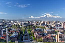 Yerevan, Capital of Armenia Mount Ararat and the Yerevan skyline in spring from the Cascade.jpg