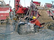 Mud log in process, a common way to study the lithology when drilling oil wells
