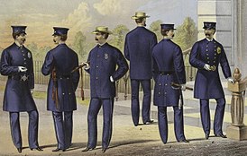 Uniforms of the New York City Police Department in 1871 New York Metropolitan Police Uniforms 1871.jpg