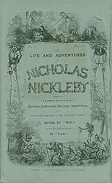 עטיפת הרומן ניקולס ניקלבי כפי שפורסם בהמשכים בשנת 1839