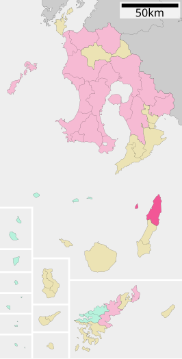 Situering van Nishinoomote in de prefectuur Kagoshima