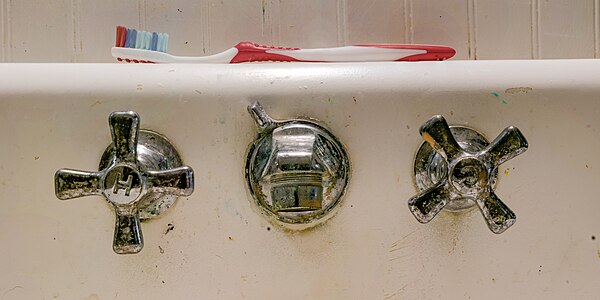 old sink and new toothbrush