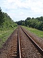 English: railway line no 43 in Poland, view in direction of Polish-Belarussian border, viewed from railway crossing with National road DK66 Polski: linia kolejowa nr 43 - kilometr 4.5 - widok z przejazdu przez drogę nr 66, w stronę granicy polsko-białoruskiej Camera location 52° 30′ 18.06″ N, 23° 19′ 56.59″ E    View all coordinates using: OpenStreetMap