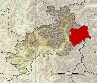 Lage des Queyras innerhalb des Départements Hautes-Alpes.