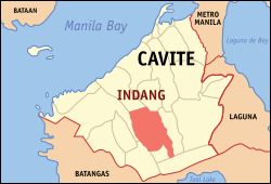 Mapa ng Cavite na nagpapakita ng lokasyon ng Indang.