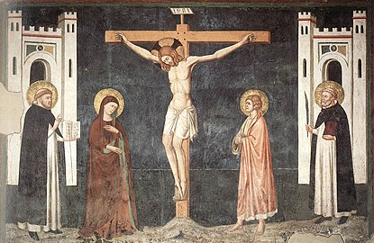 Crucifiçiòn, afrésco, 1308-1309, Capélla Brancaccio (Baxìlica de San Doménego Magiô - Napoli)