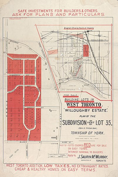File:Plan of the Subdivision of Part of Lot 35, Con. II from Bay, Township of York. Unwin, Browne & Sankey -b.jpg