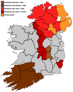 Map showing plantations in Ireland