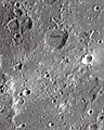 English: Polybius lunar crater as seen from Earth with satellite craters labeled