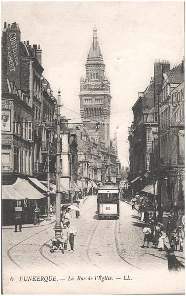 File:Postcard- Dunkerque - La Rue de l'Eglise, sent March 1915 (6264899846).jpg