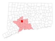 Prospect's location within New Haven County and Connecticut