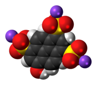 Space-filling model of pyranine as a sodium salt