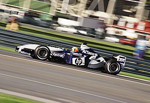Ralf Schumacher retired on lap 22 after an accident at turn eight. Ralf Schumacher Indianapolis 2003.jpg