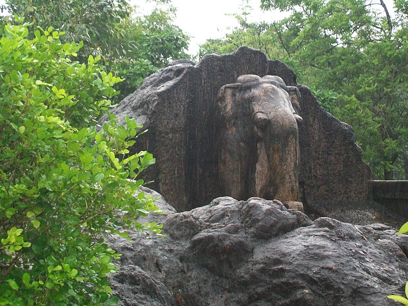 File:Rock inscription of the edicts of Asoka and the sculpture of elephant N-OR-59.jpg
