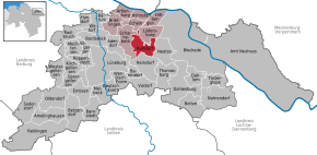 Poziția Rullstorf pe harta districtului Lüneburg