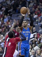 Westbrook shooting over Washington's John Wall Russell Westbrook (32077032673).jpg