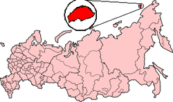 A Vrangel-sziget Oroszország térképén